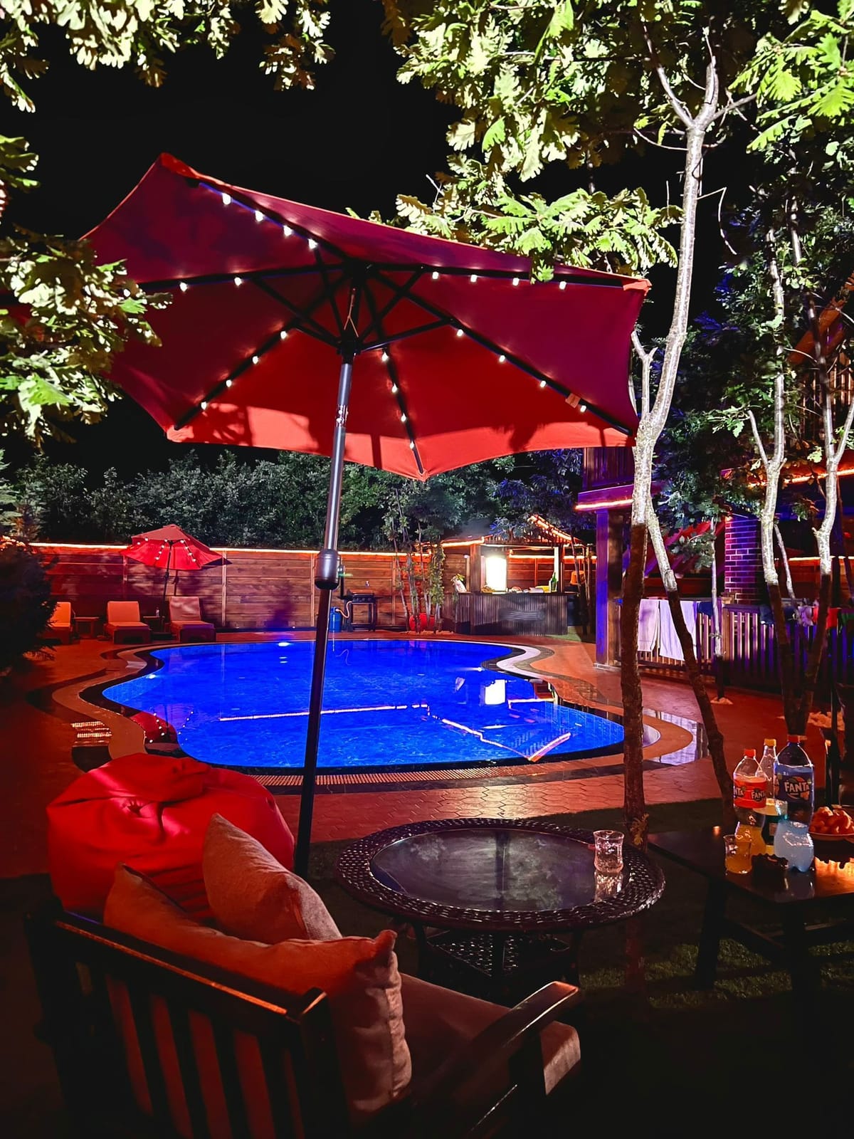 Ibiza Village pool at night